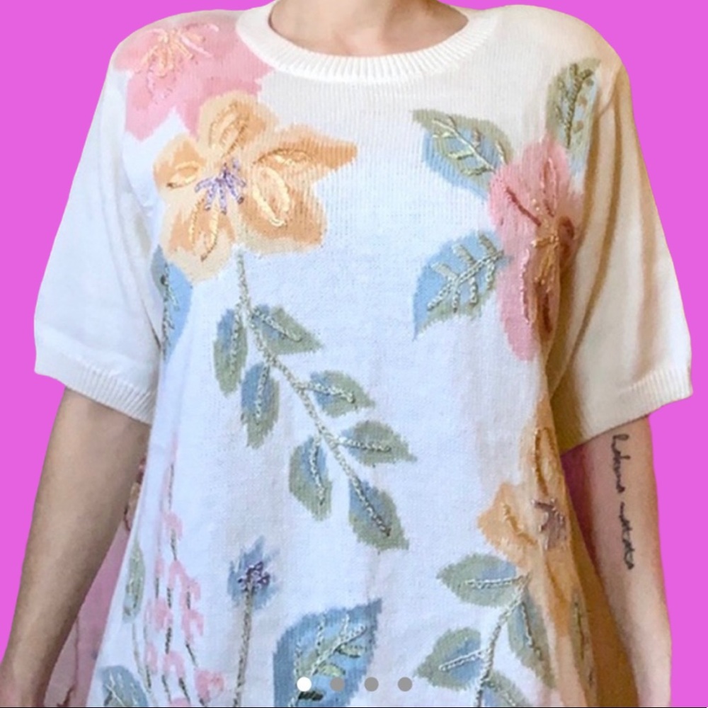 Vintage Alfred Dunner Embroidered Flower Knit